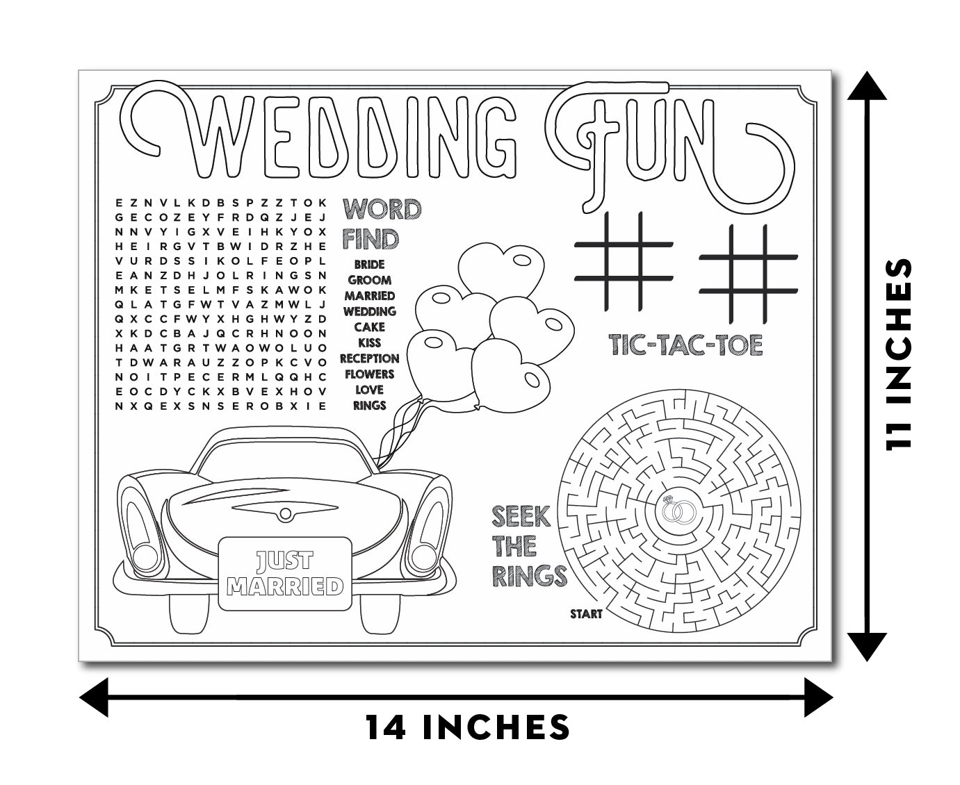 Kids Wedding Activity Placemats (24 Count)