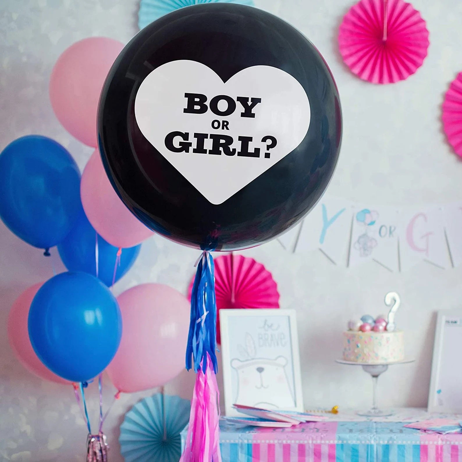 Baby Gender Reveal Balloon Giant 36 Inch Reveal Kit