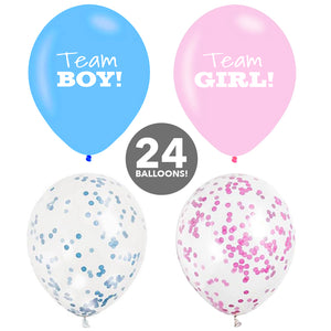 Pink & Blue Baby Gender Reveal Balloons (24 Pack)