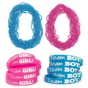 Baby Gender Reveal Party Wristbands & Bead Necklaces